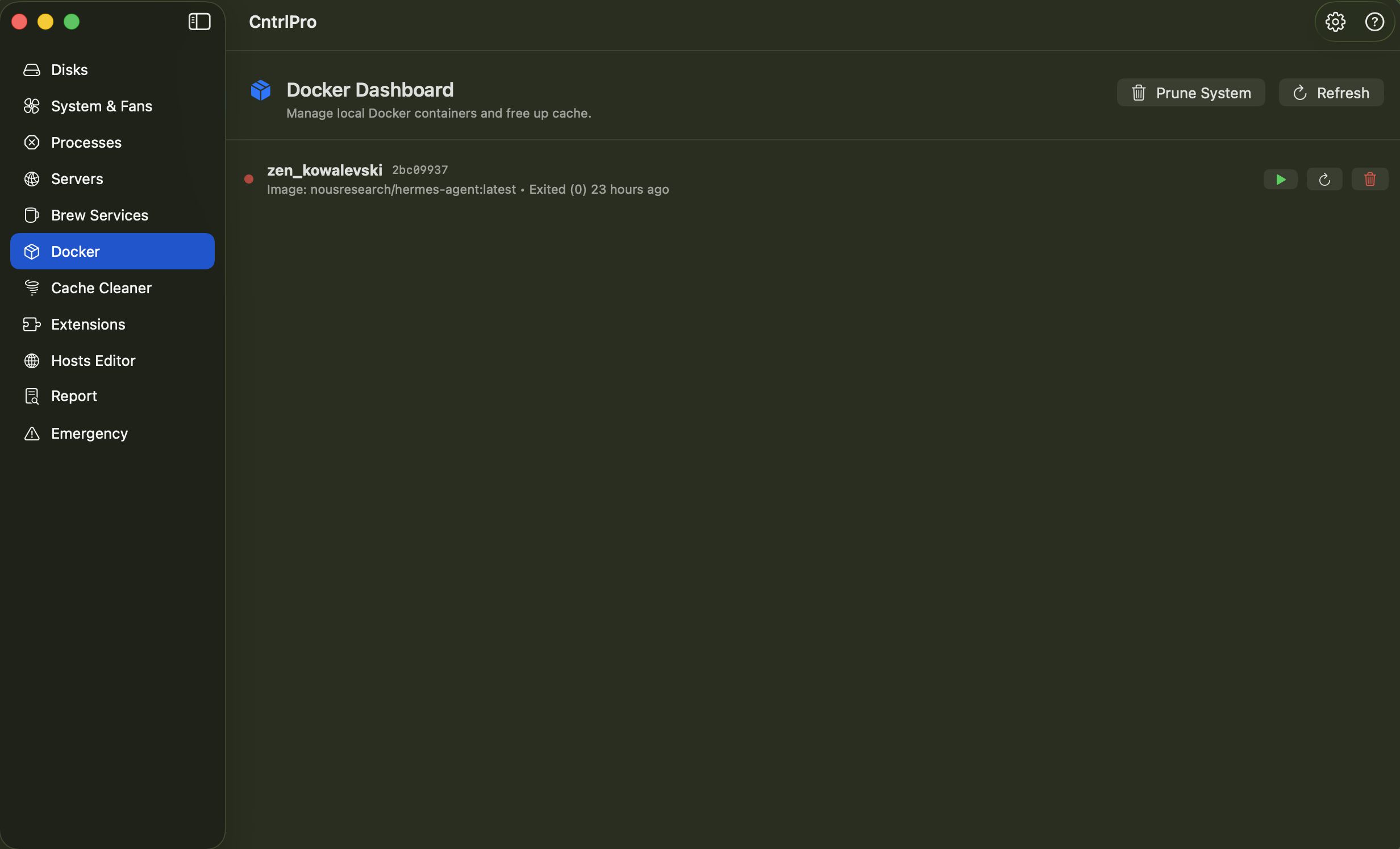 CntrlPro Docker Dashboard screenshot