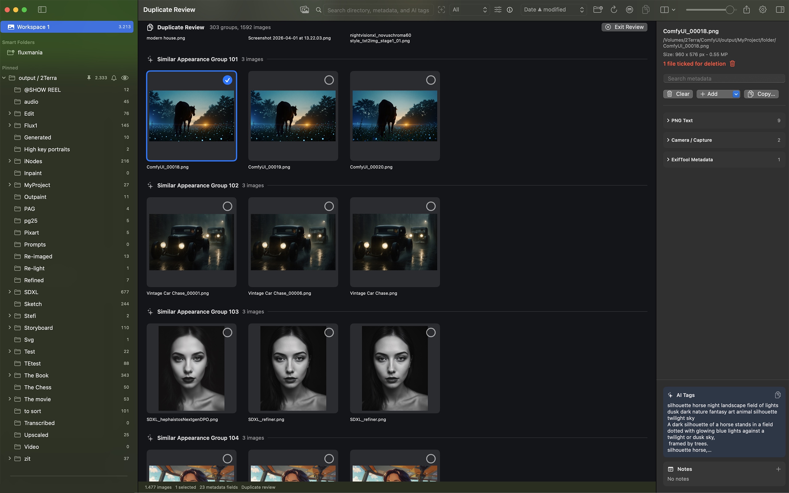 PrismPro duplicate review screenshot