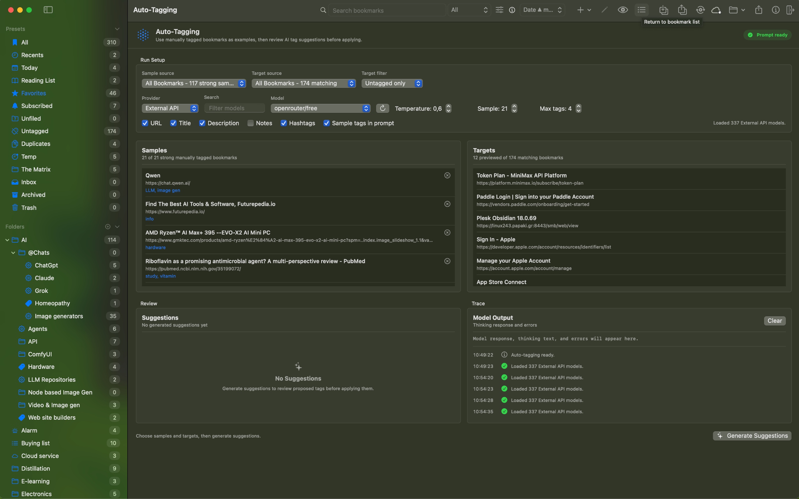 URLPro AI tagging screenshot