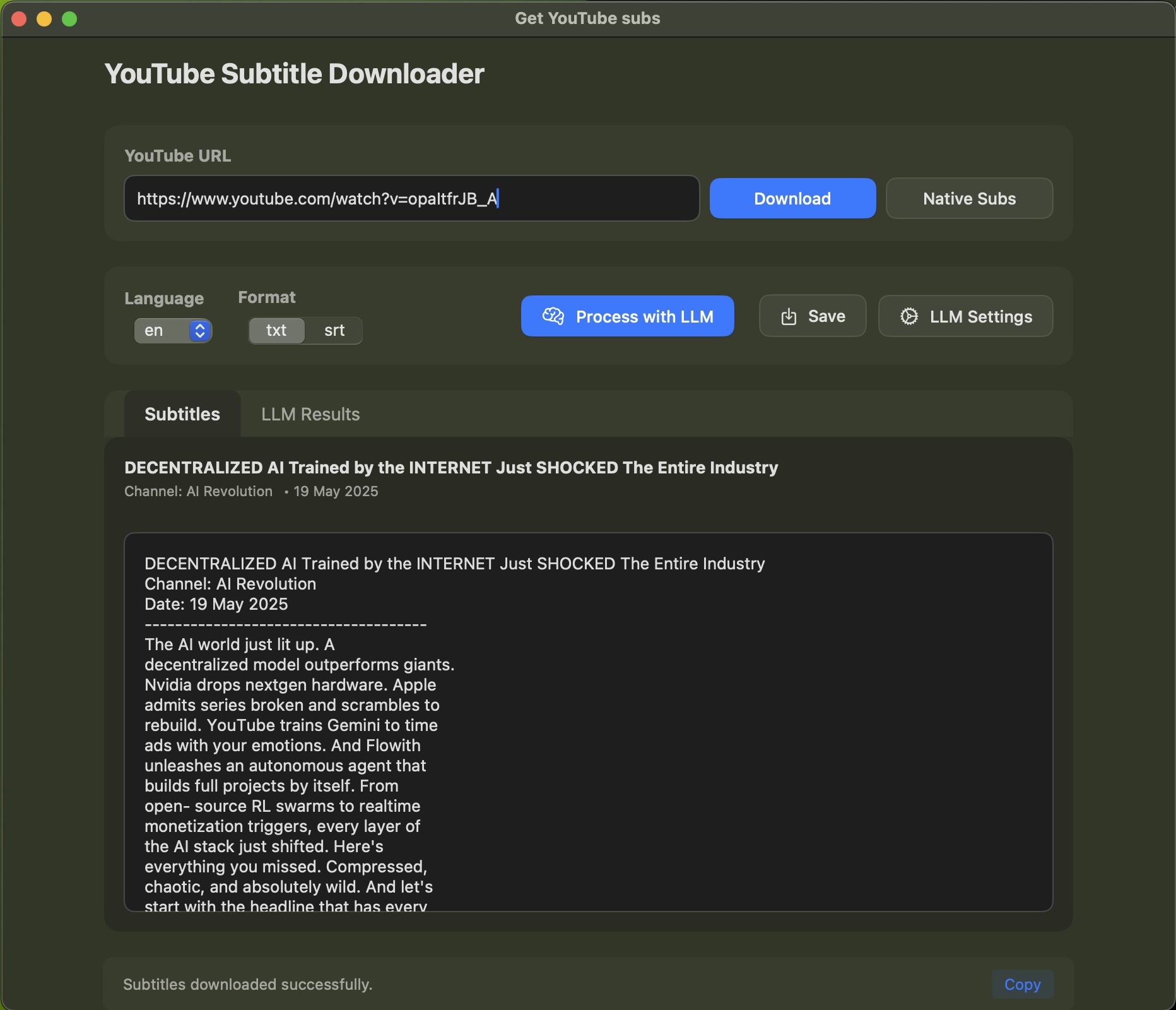Get YouTube subs Application Interface